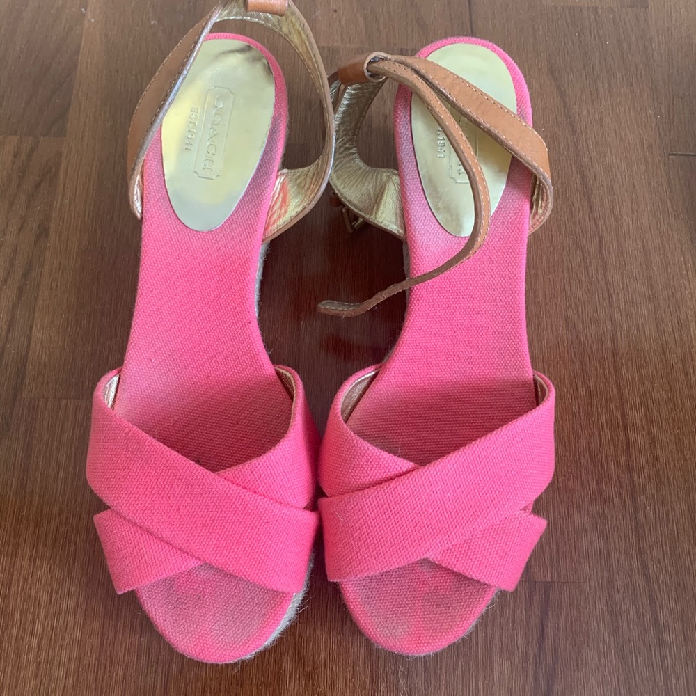 Pink wedge sandals